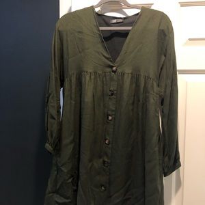 Zara Olive Green Bottom-down Dress